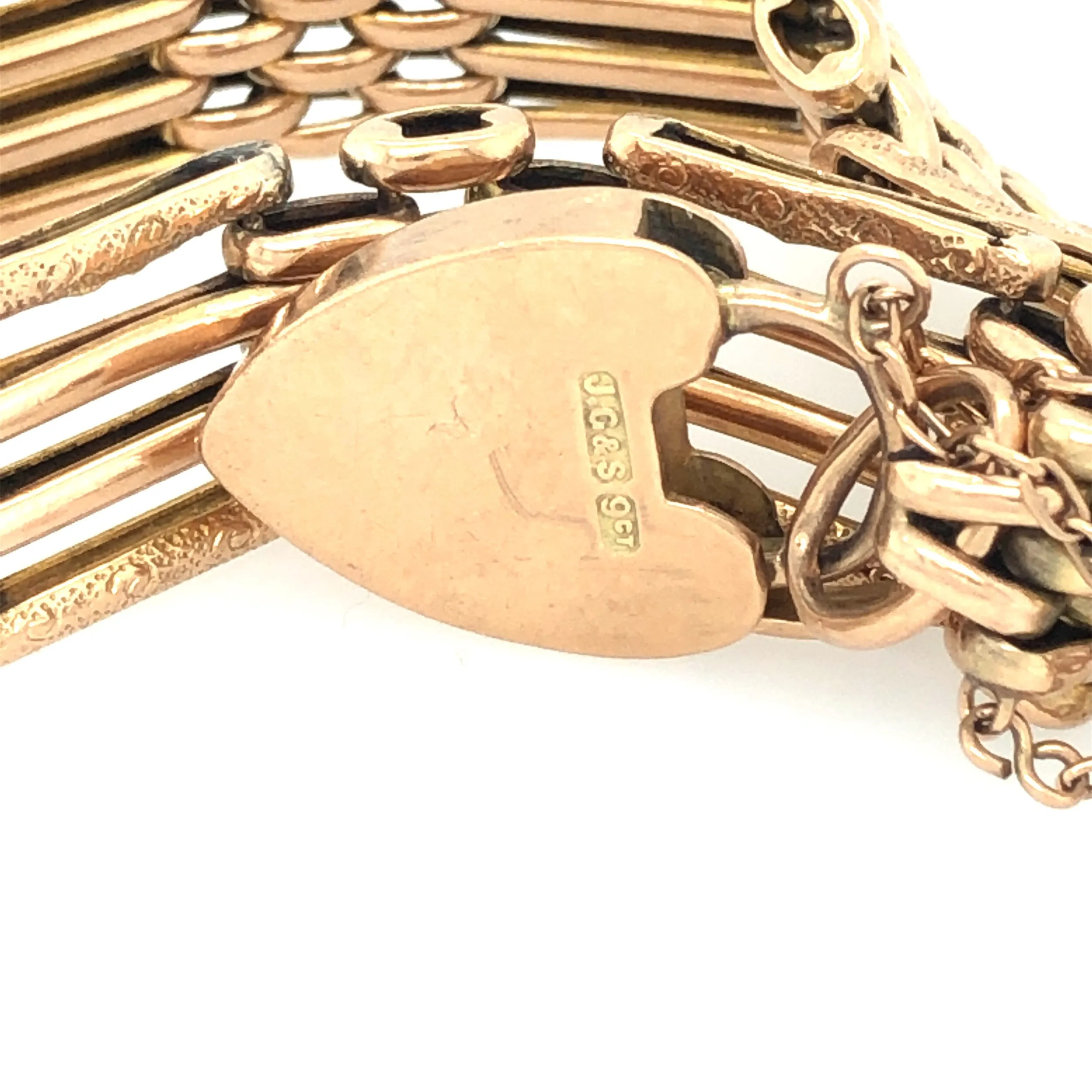 Early 20th Century 9k Gold Padlock Clasp Gate Bracelet