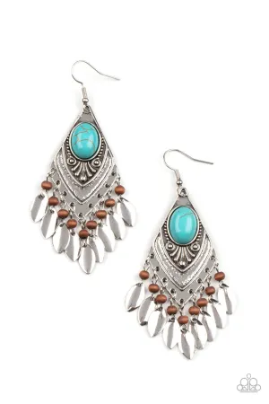 Earthy Etiquette - Blue Stone Earring-Paparazzi