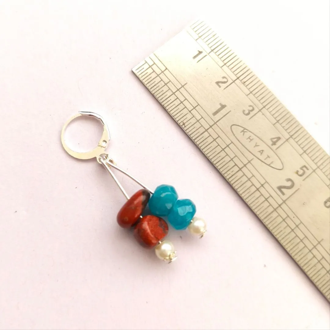 Earthy Sky : Beaded  Drop Earrings