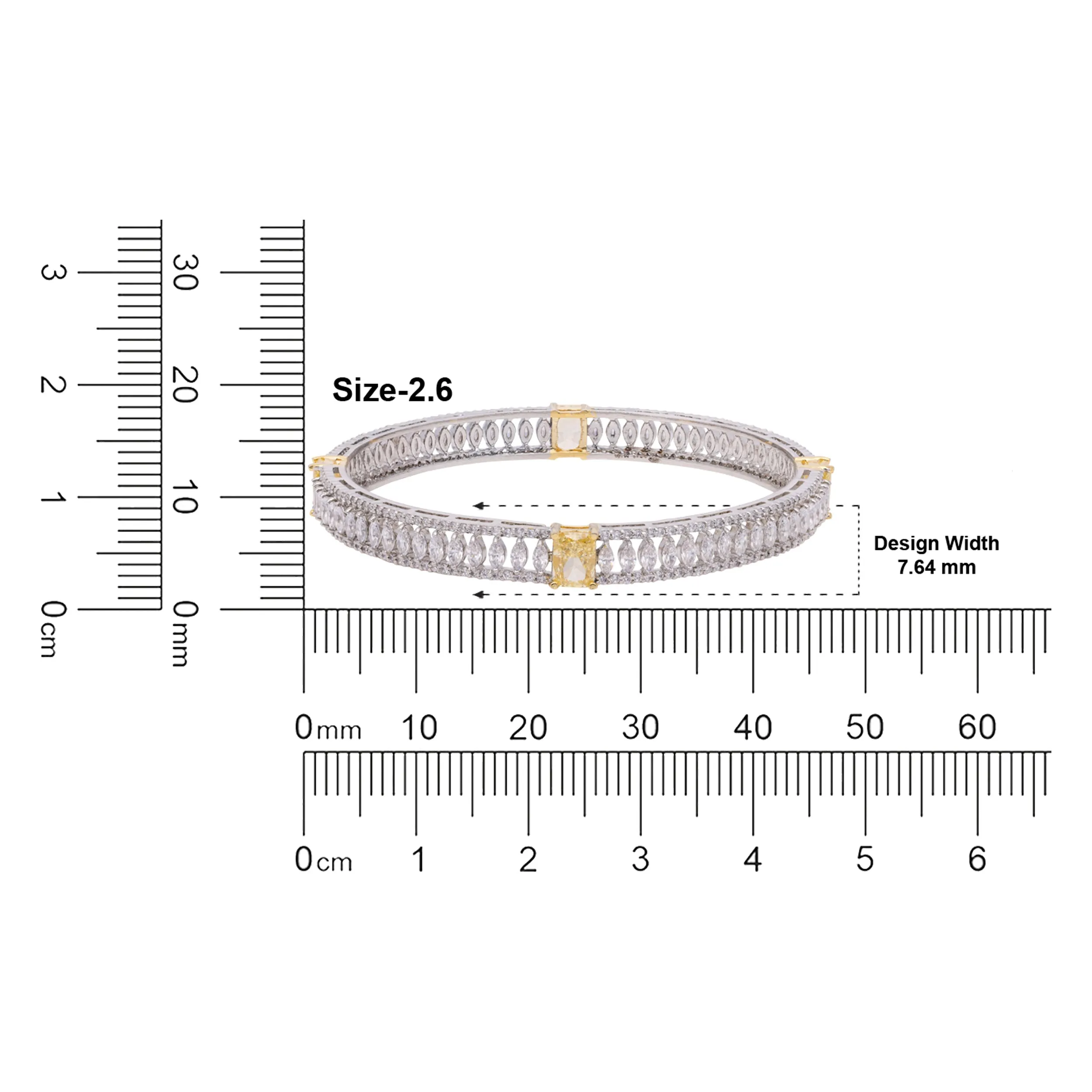 Elegant Fancy Shaped Sterling Silver Cubic Zirconia Studded Bangle Pair | SKU : 0020289775