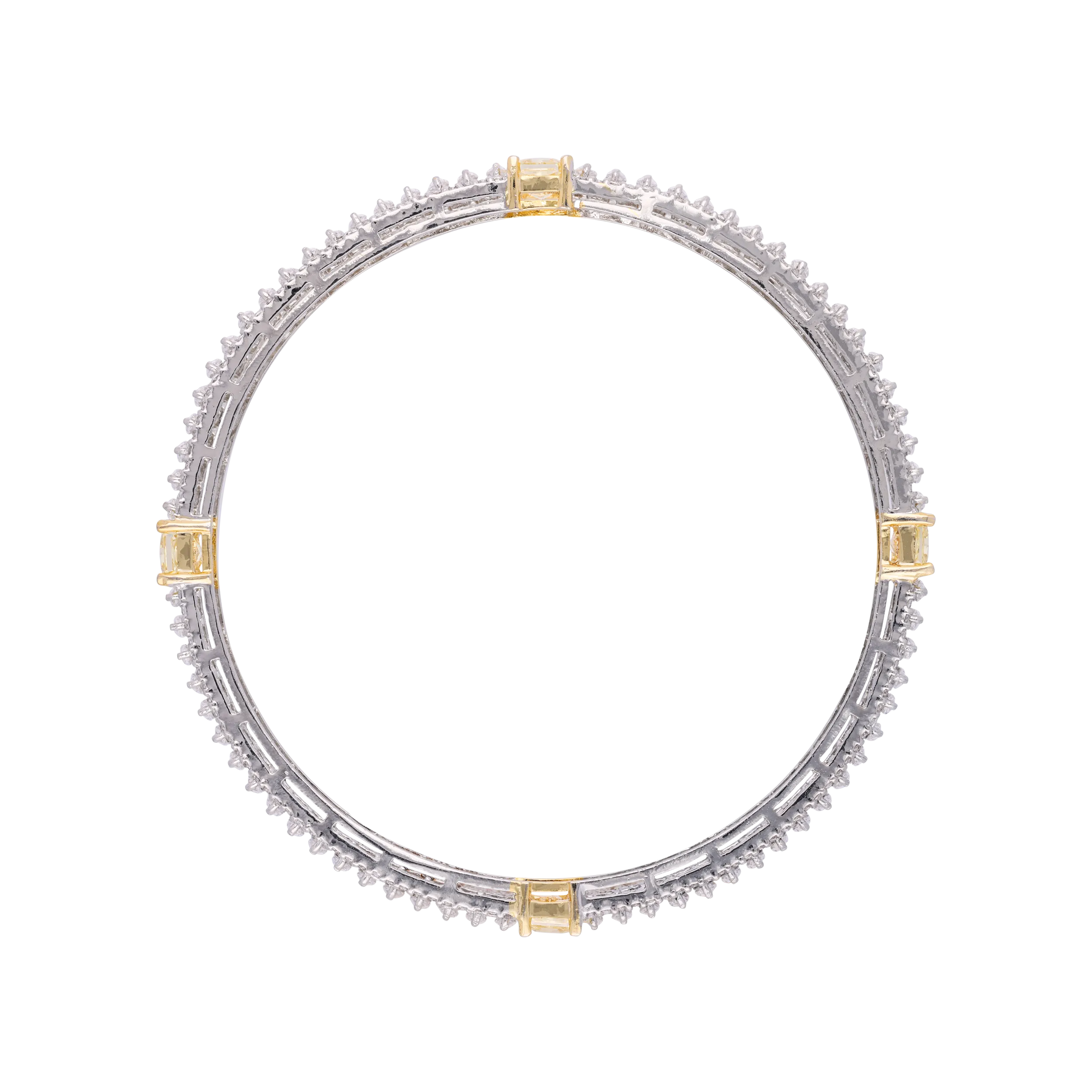 Elegant Fancy Shaped Sterling Silver Cubic Zirconia Studded Bangle Pair | SKU : 0020289775