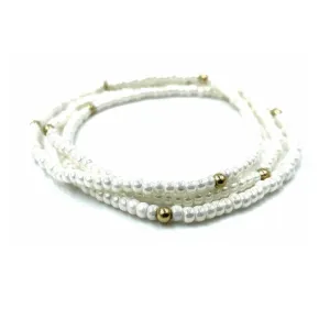 Erin Gray - OG Classic Bracelet Stack in Pearl White   Gold Filled