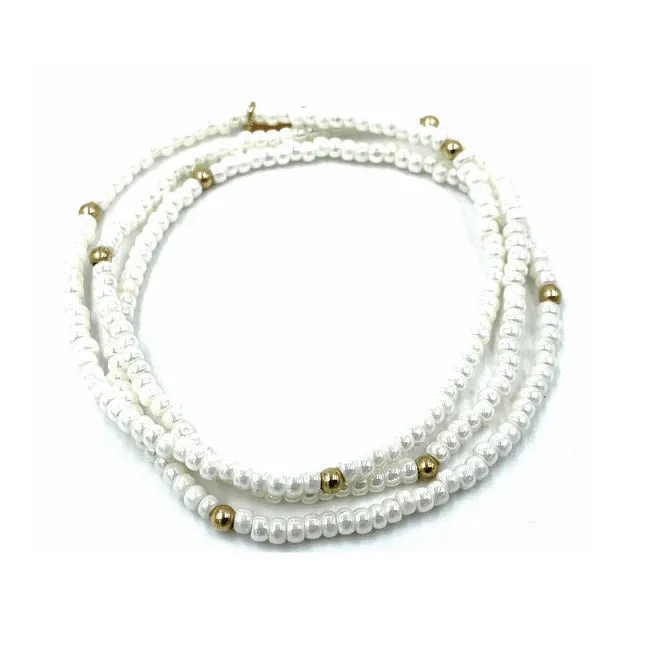 Erin Gray - OG Classic Bracelet Stack in Pearl White   Gold Filled