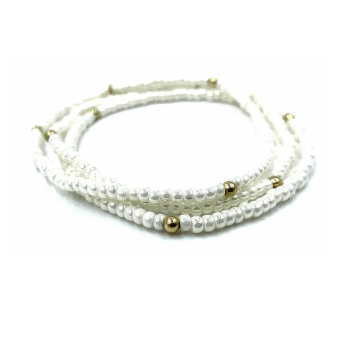 Erin Gray - OG Classic Bracelet Stack in Pearl White   Gold Filled