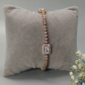 Ethereal Elegance Cubic Zirconia Rose Gold Bracelet - SIA417746