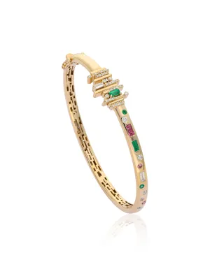 Ethereal Multi-stone 14k Gold Bangle