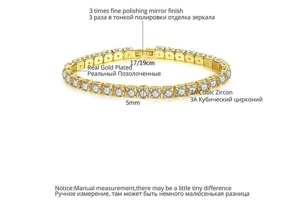 EXQUISITE Charming AAA  Cubic Zirconia Simulated Diamonds Gold Colour Tennis Bracelets