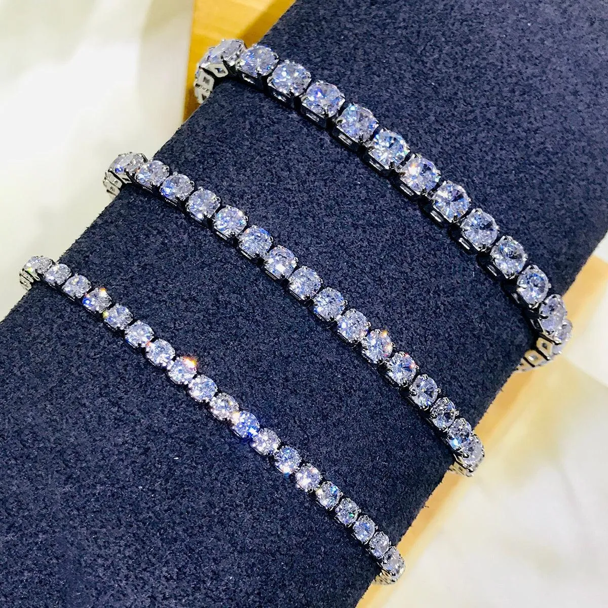 EXQUISITE Charming AAA  Cubic Zirconia Simulated Diamonds Gold Colour Tennis Bracelets