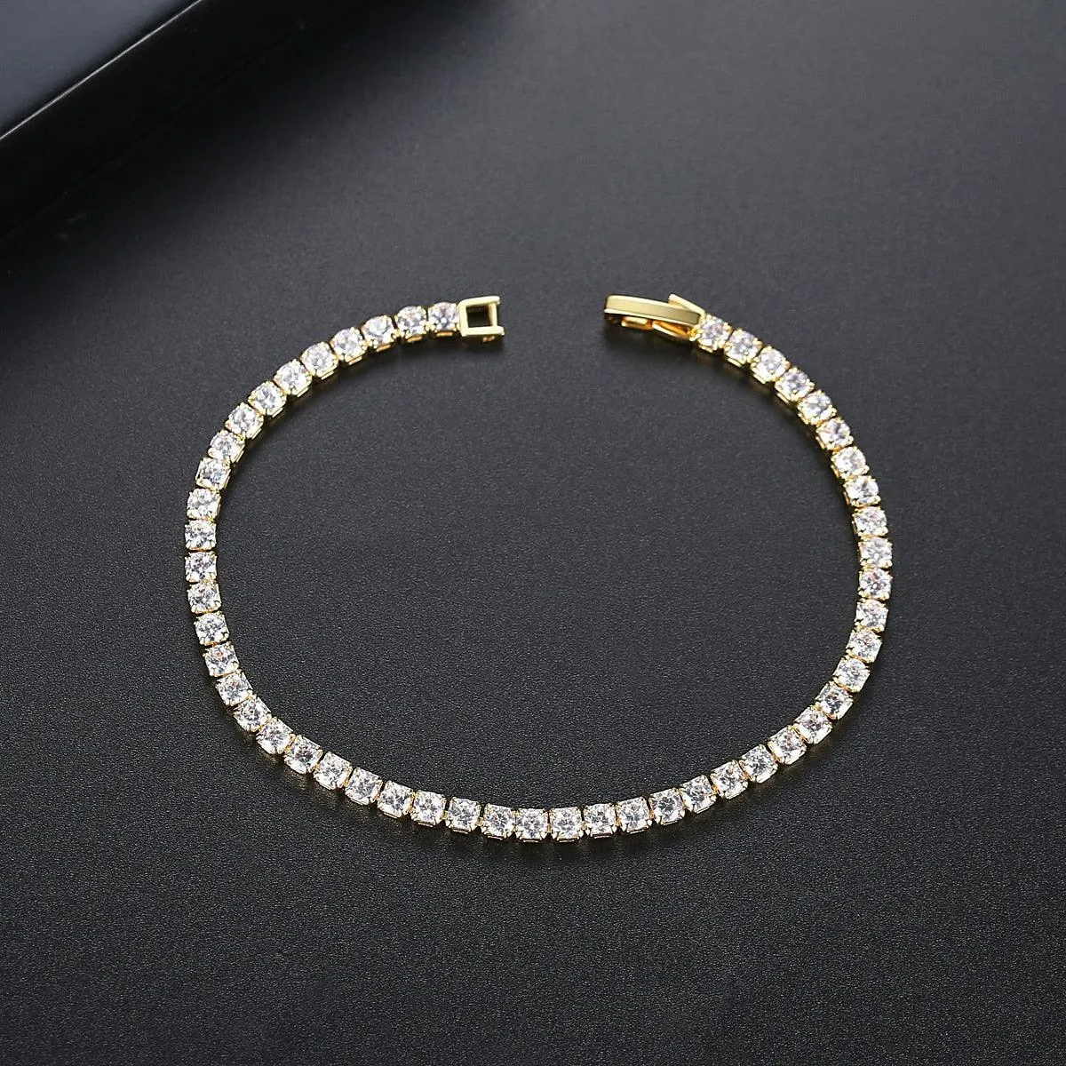 EXQUISITE Charming AAA  Cubic Zirconia Simulated Diamonds Gold Colour Tennis Bracelets