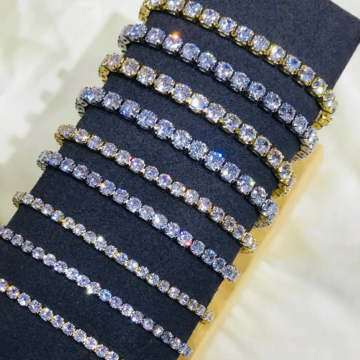 EXQUISITE Charming AAA  Cubic Zirconia Simulated Diamonds Gold Colour Tennis Bracelets
