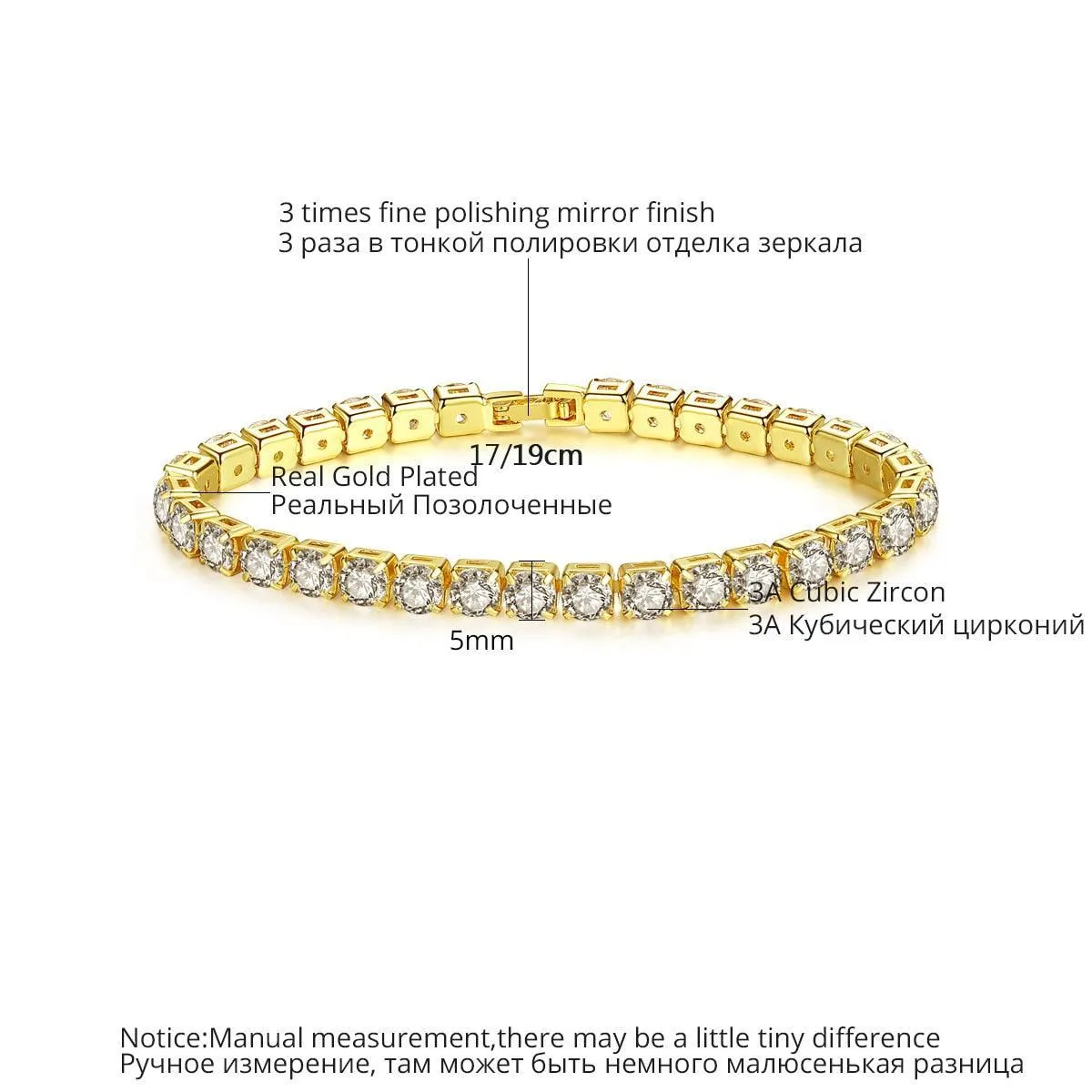 EXQUISITE Charming AAA  Cubic Zirconia Simulated Diamonds Gold Colour Tennis Bracelets