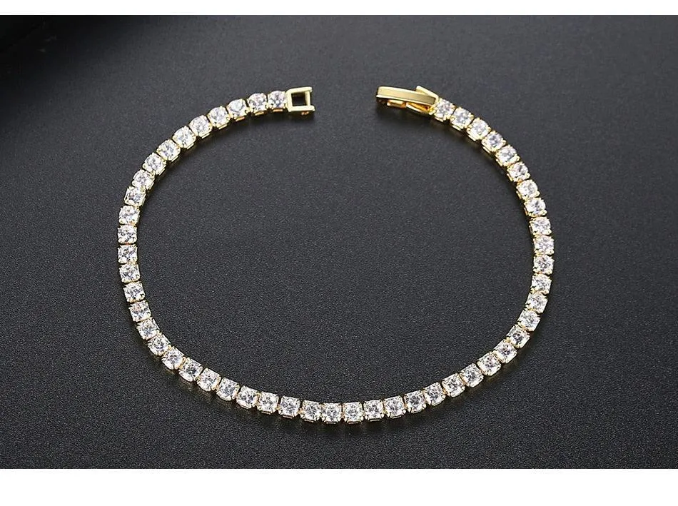 EXQUISITE Charming AAA  Cubic Zirconia Simulated Diamonds Gold Colour Tennis Bracelets