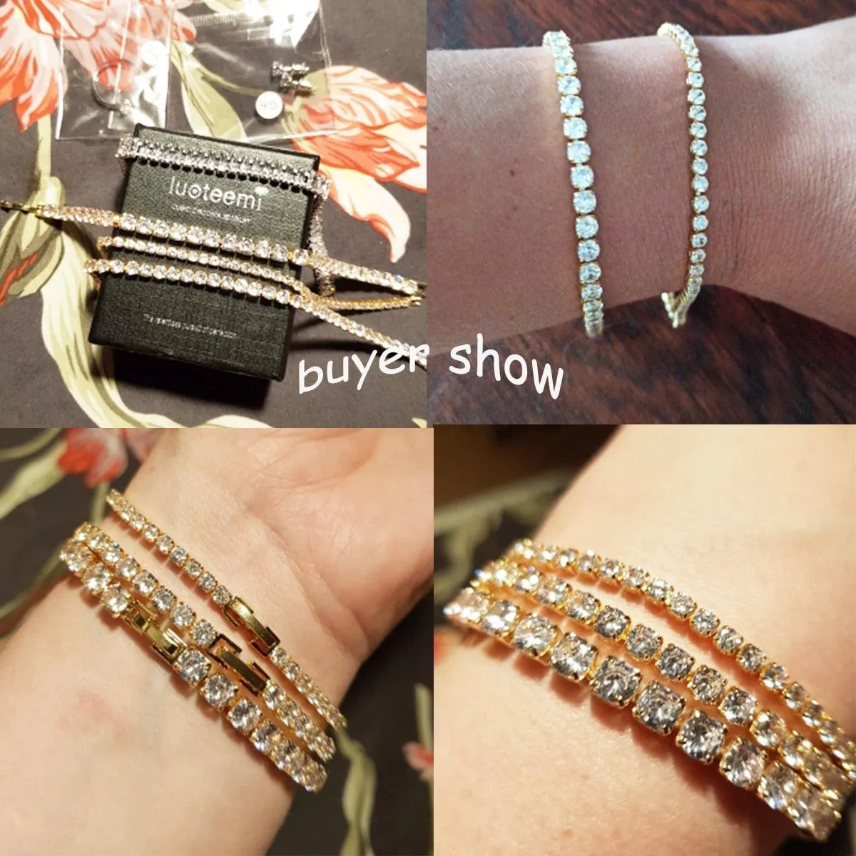 EXQUISITE Charming AAA  Cubic Zirconia Simulated Diamonds Gold Colour Tennis Bracelets