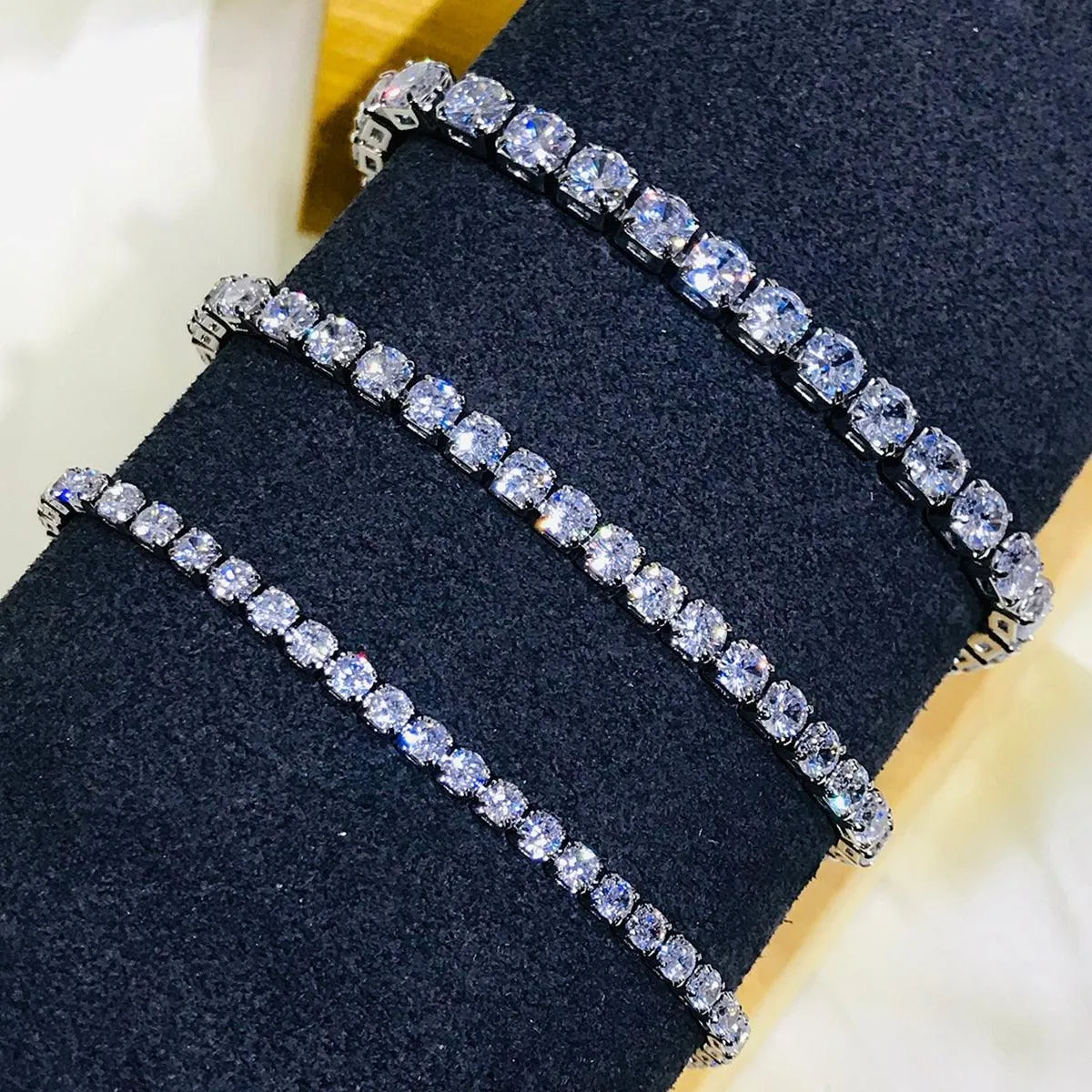 EXQUISITE Charming AAA  Cubic Zirconia Simulated Diamonds Gold Colour Tennis Bracelets