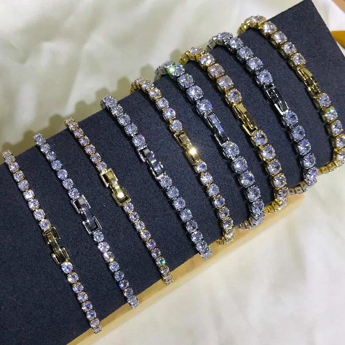 EXQUISITE Charming AAA  Cubic Zirconia Simulated Diamonds Gold Colour Tennis Bracelets