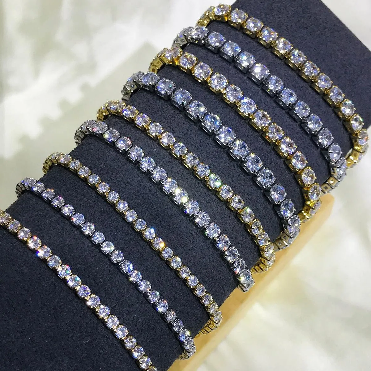 EXQUISITE Charming AAA  Cubic Zirconia Simulated Diamonds Gold Colour Tennis Bracelets