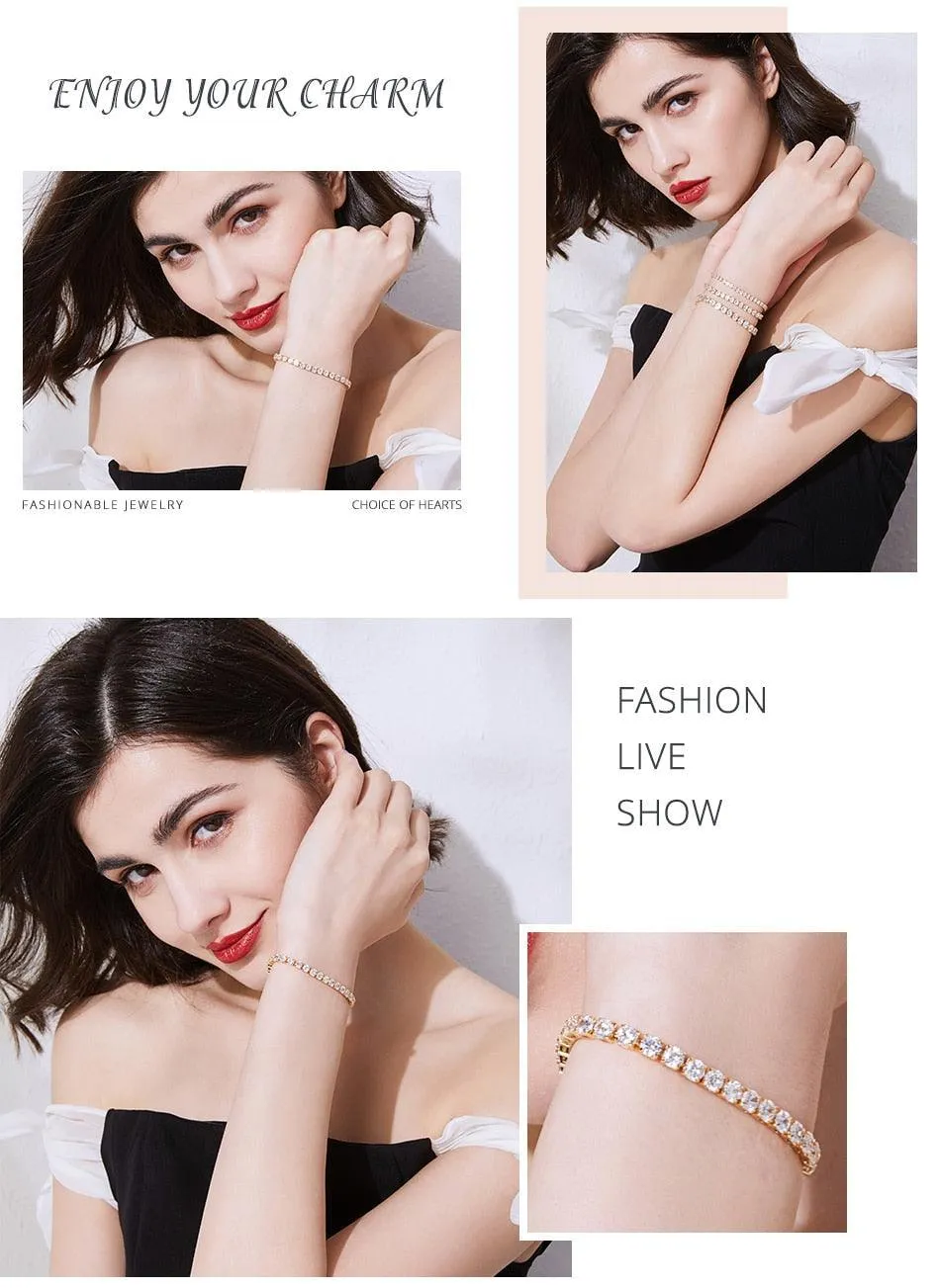 EXQUISITE Charming AAA  Cubic Zirconia Simulated Diamonds Gold Colour Tennis Bracelets
