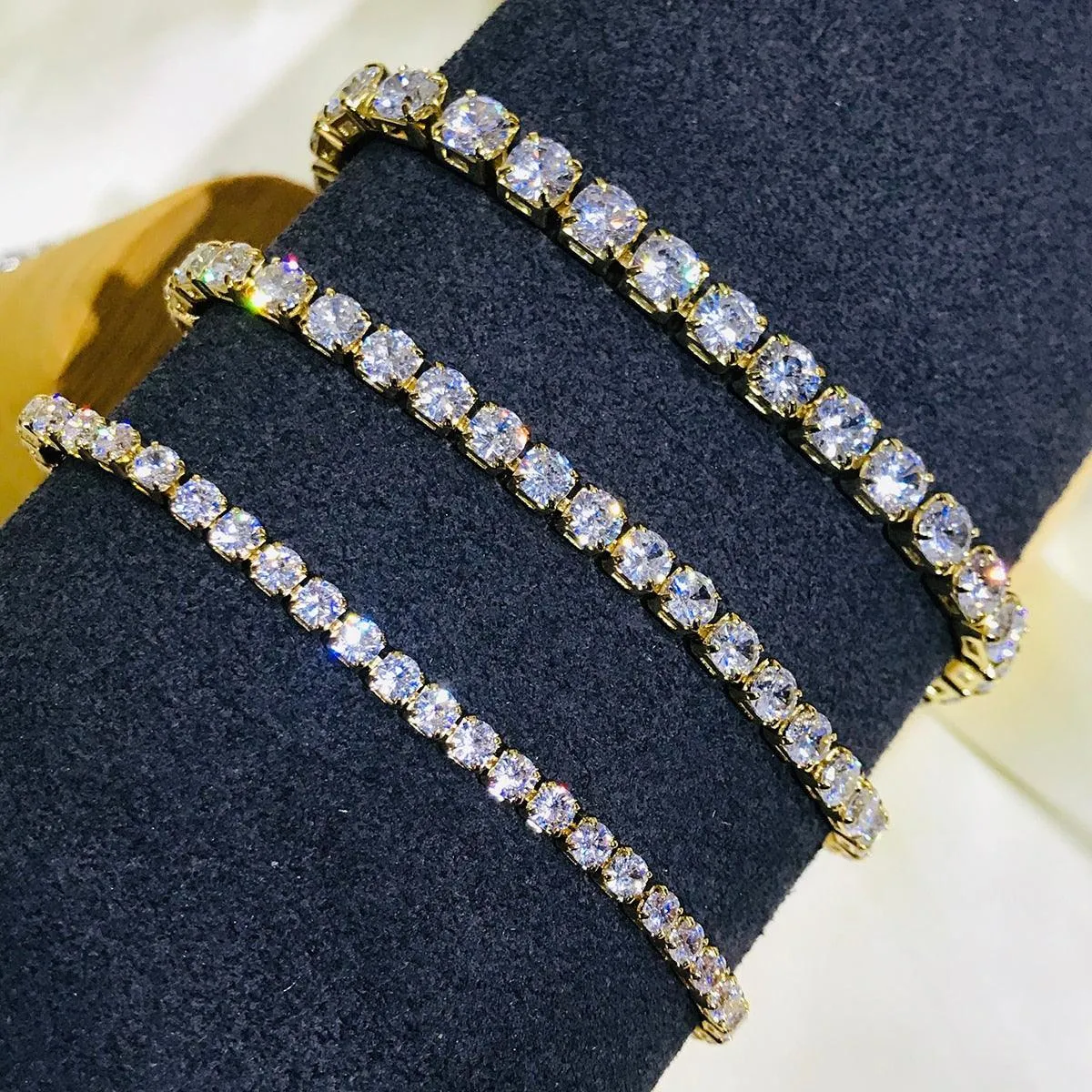 EXQUISITE Charming AAA  Cubic Zirconia Simulated Diamonds Gold Colour Tennis Bracelets