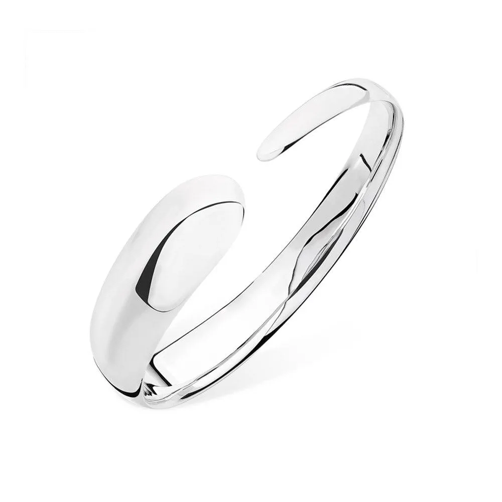 Flat Drop Sterling Silver Bangle