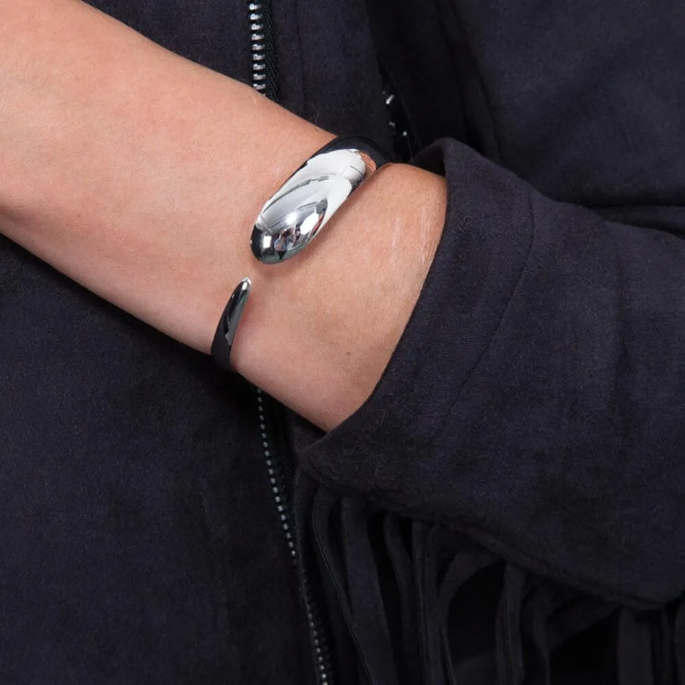Flat Drop Sterling Silver Bangle
