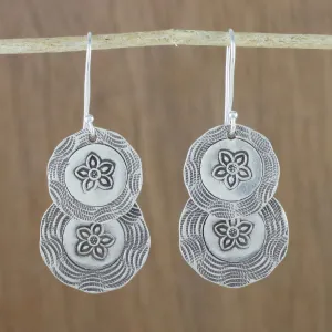 Flower Coins Karen Hill Tribe Silver Floral Boho Dangle Earrings