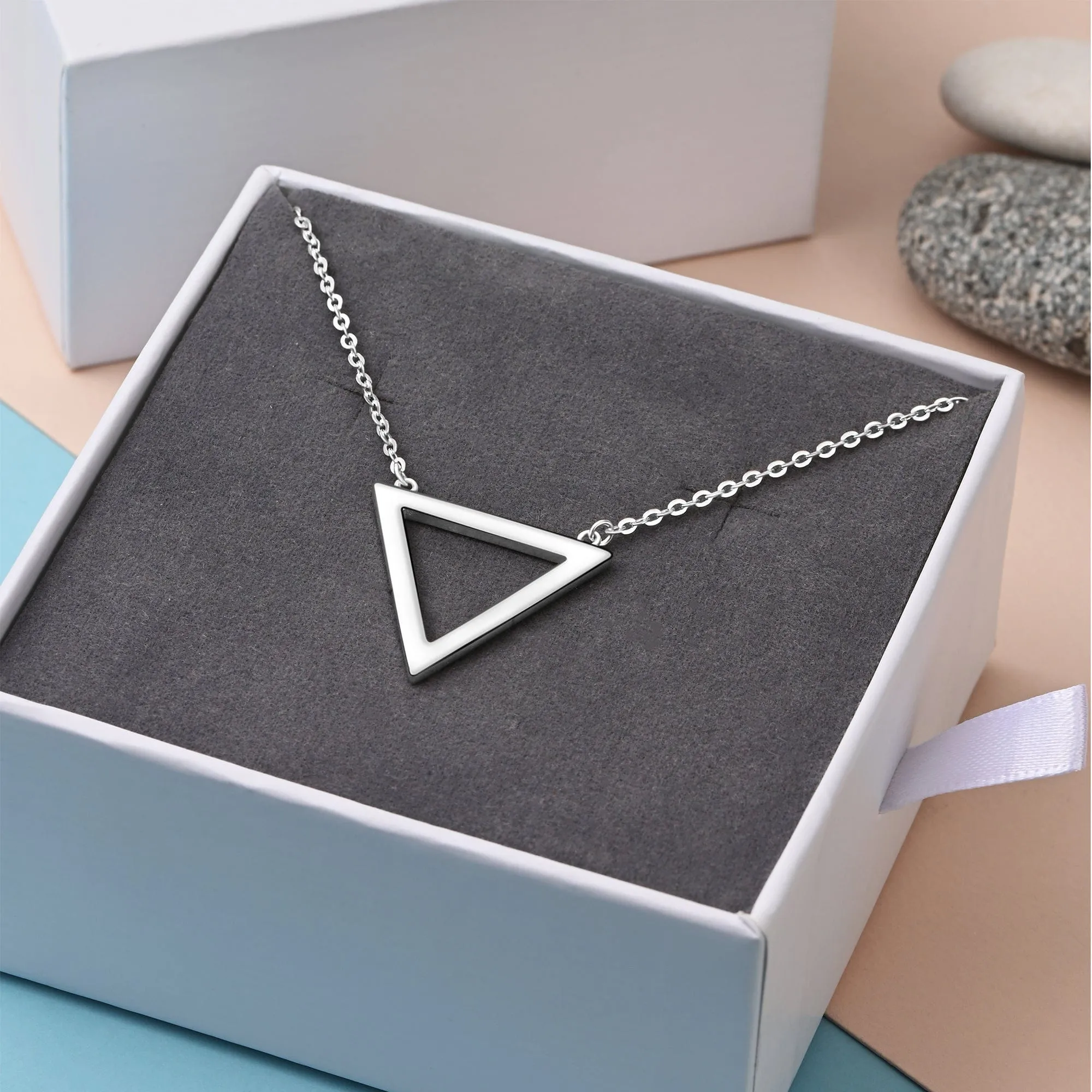 Geometric Triangle Sterling Silver Necklace Pendant