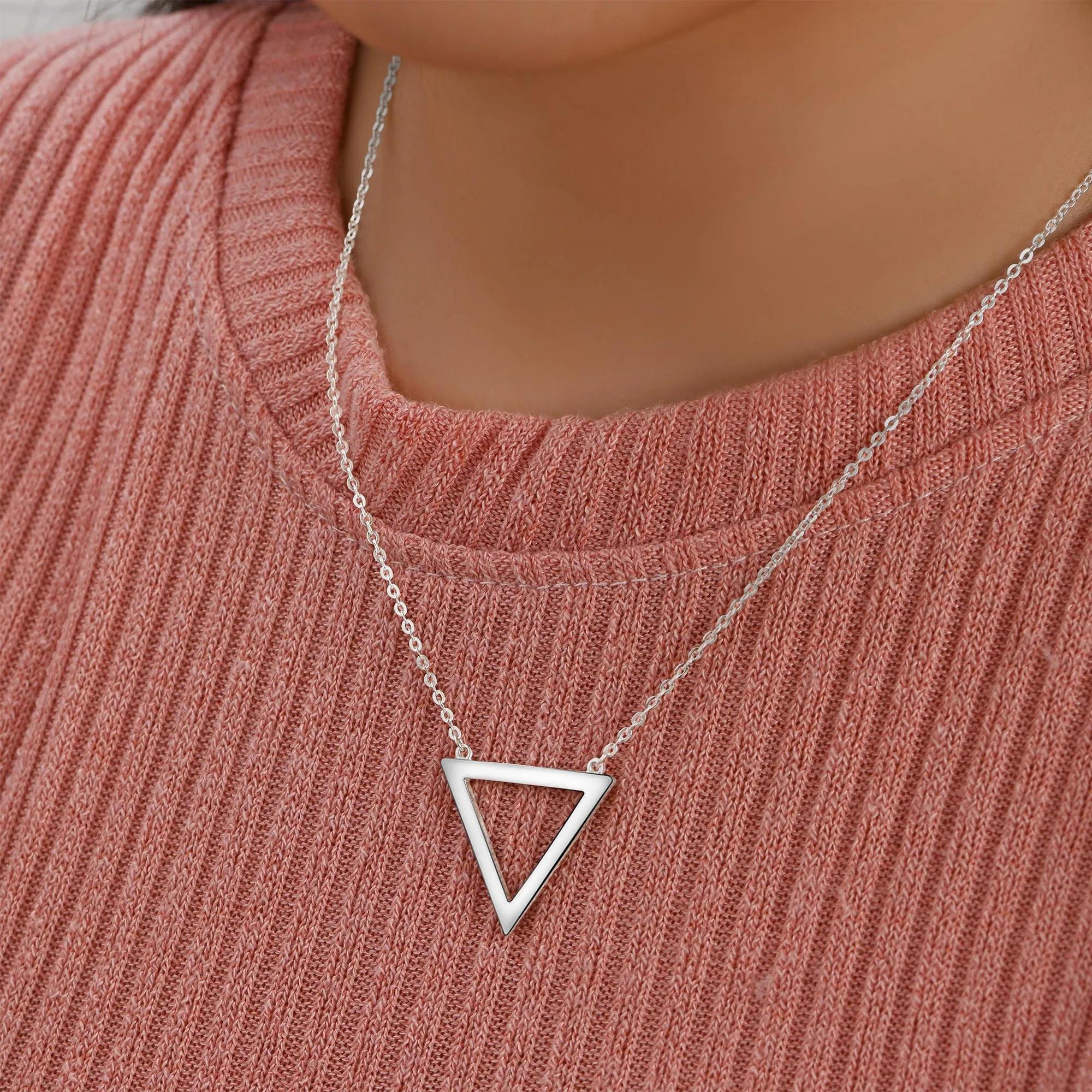 Geometric Triangle Sterling Silver Necklace Pendant