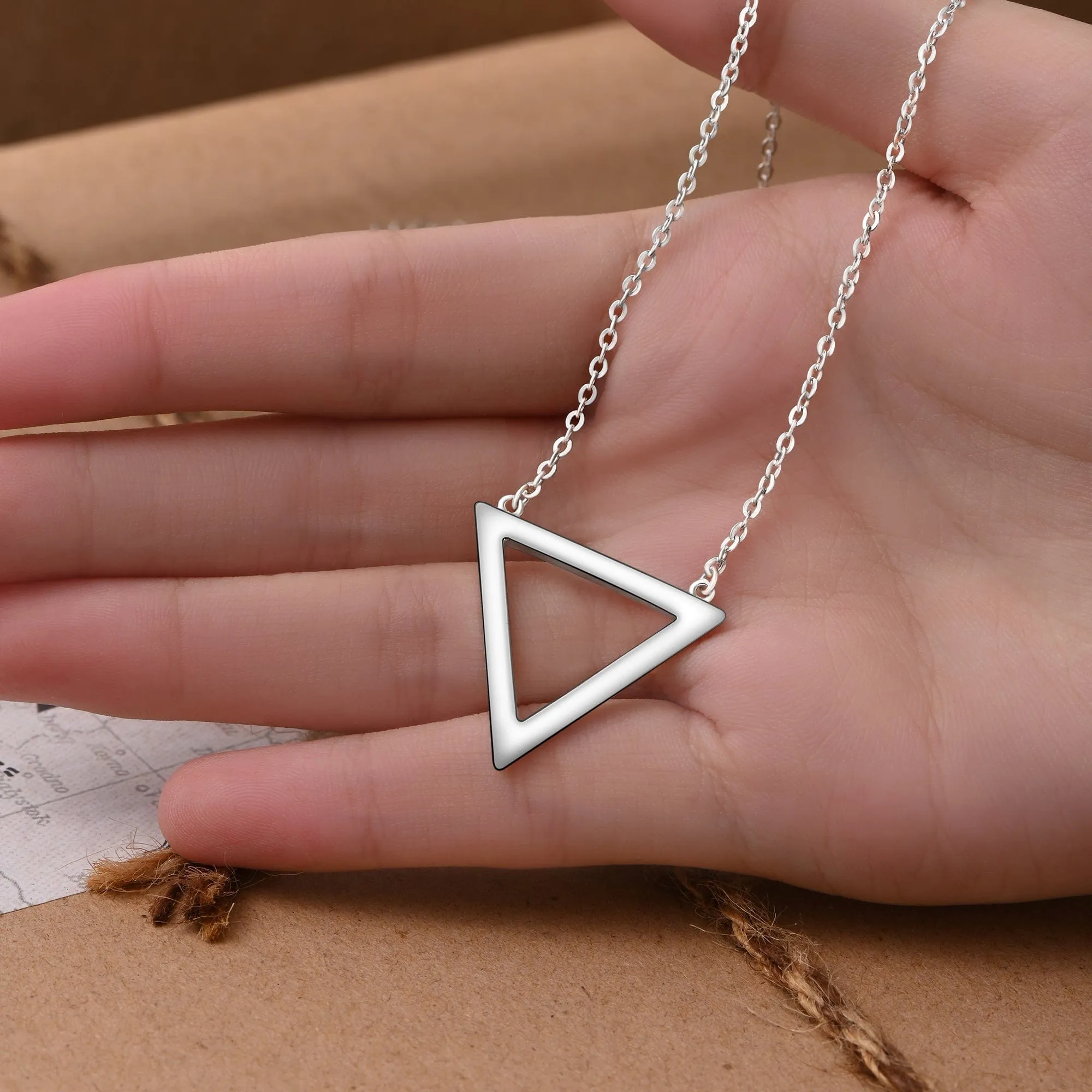 Geometric Triangle Sterling Silver Necklace Pendant