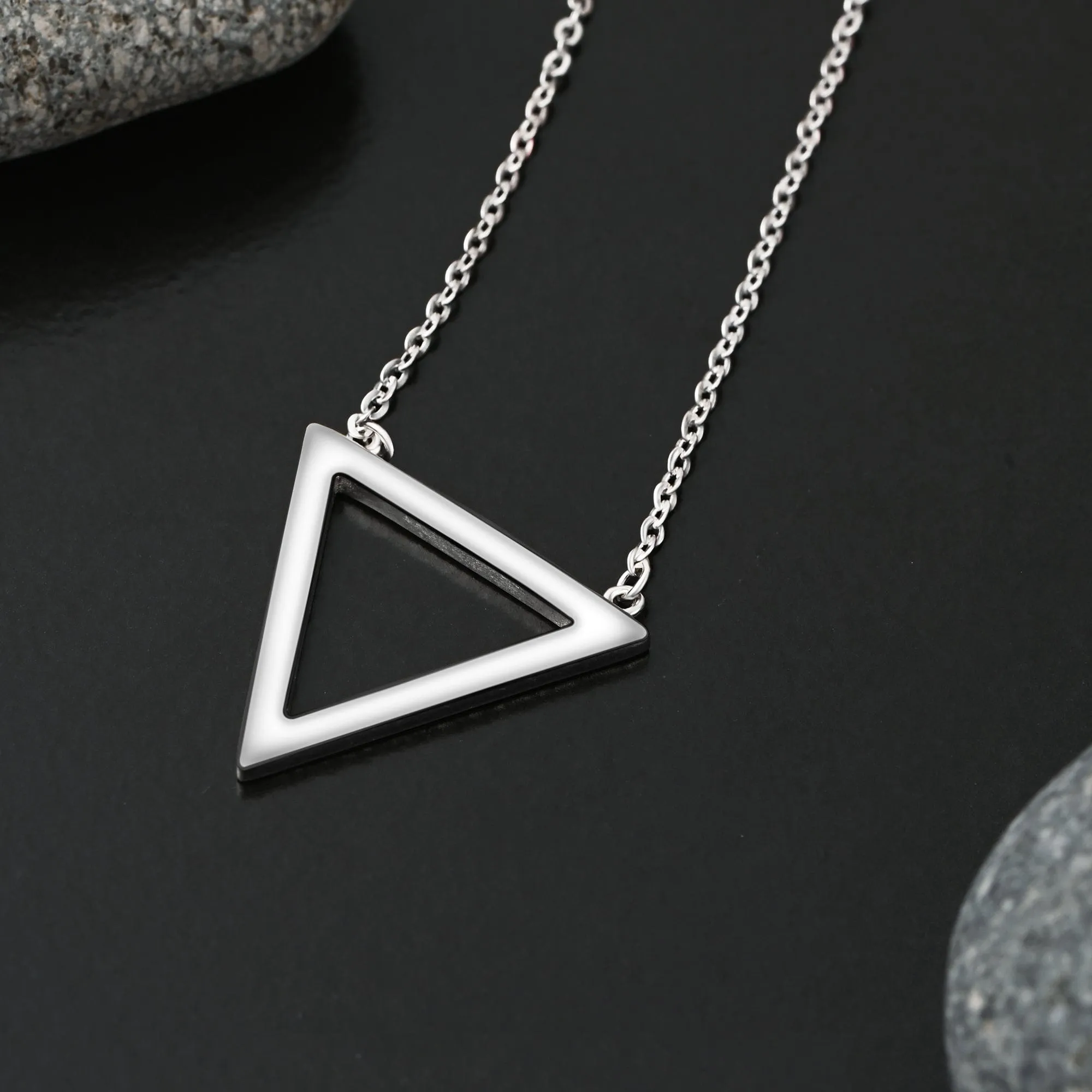 Geometric Triangle Sterling Silver Necklace Pendant