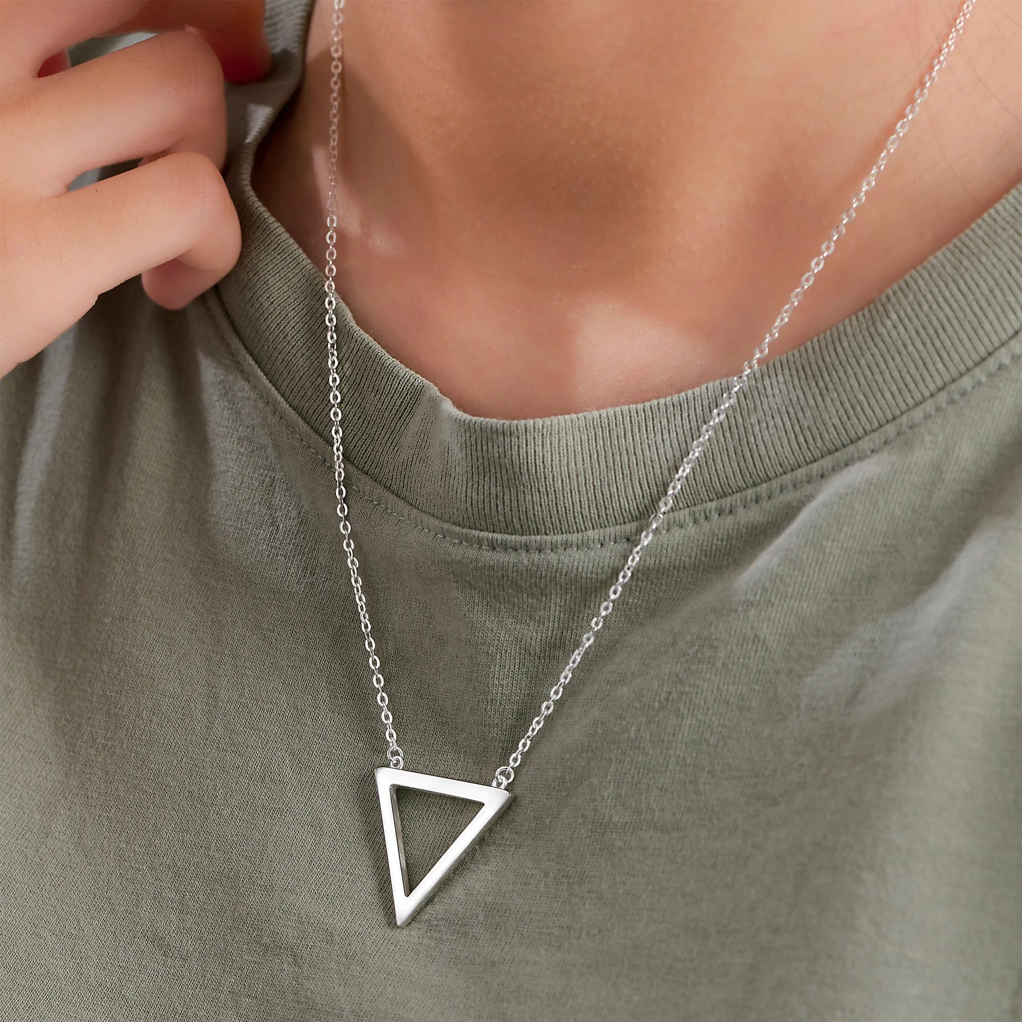 Geometric Triangle Sterling Silver Necklace Pendant