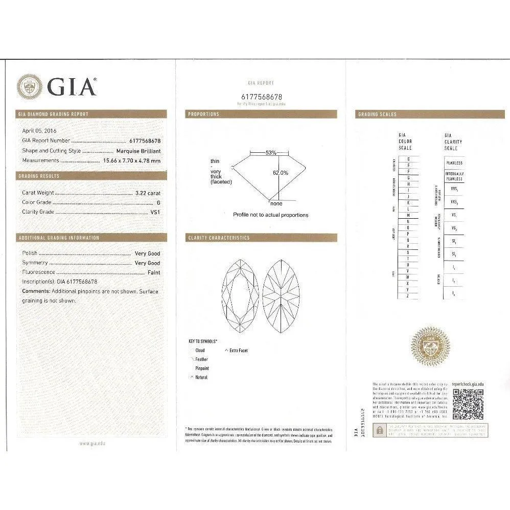 GIA Certified 3.22 Carat Marquise Cut G/VS1 Halo Engagement 18K Ring
