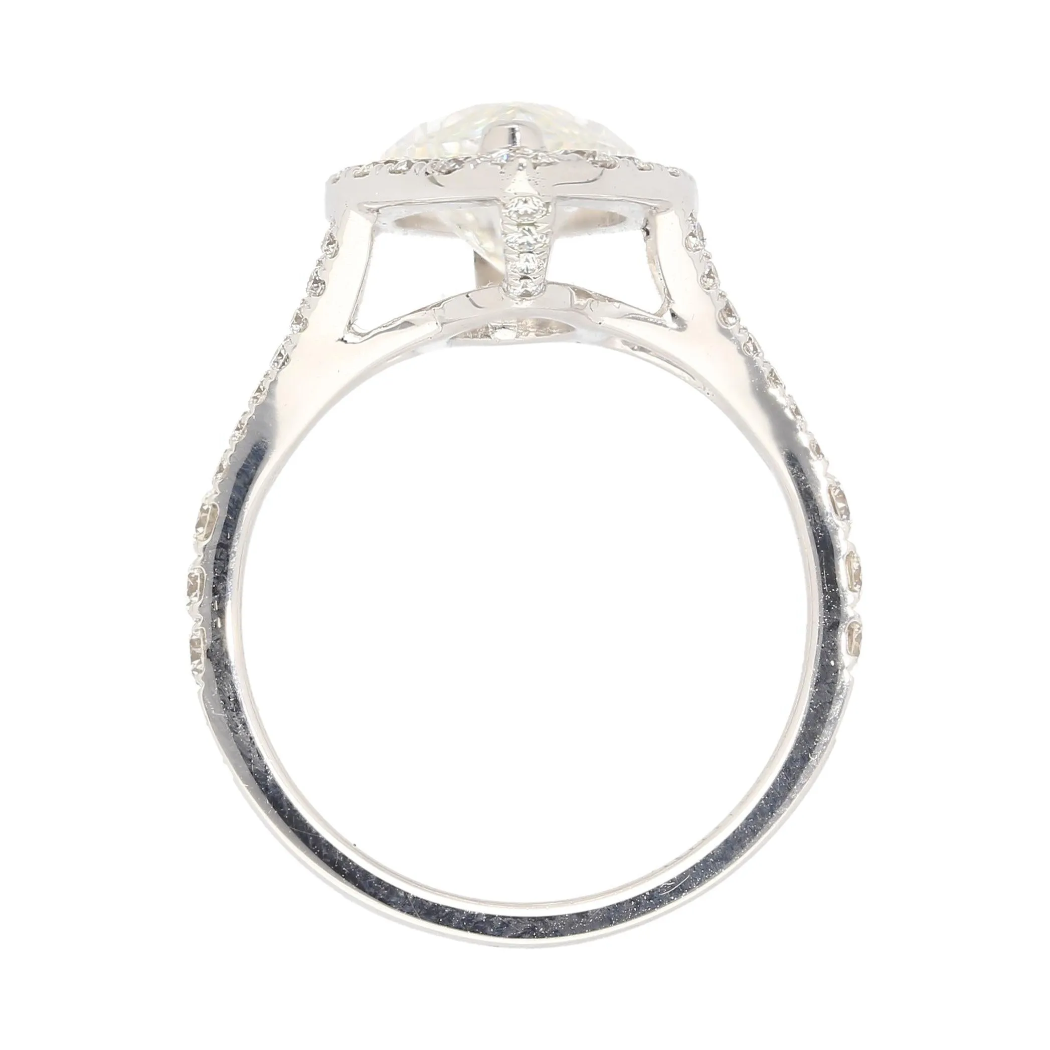 GIA Certified 3.22 Carat Marquise Cut G/VS1 Halo Engagement 18K Ring