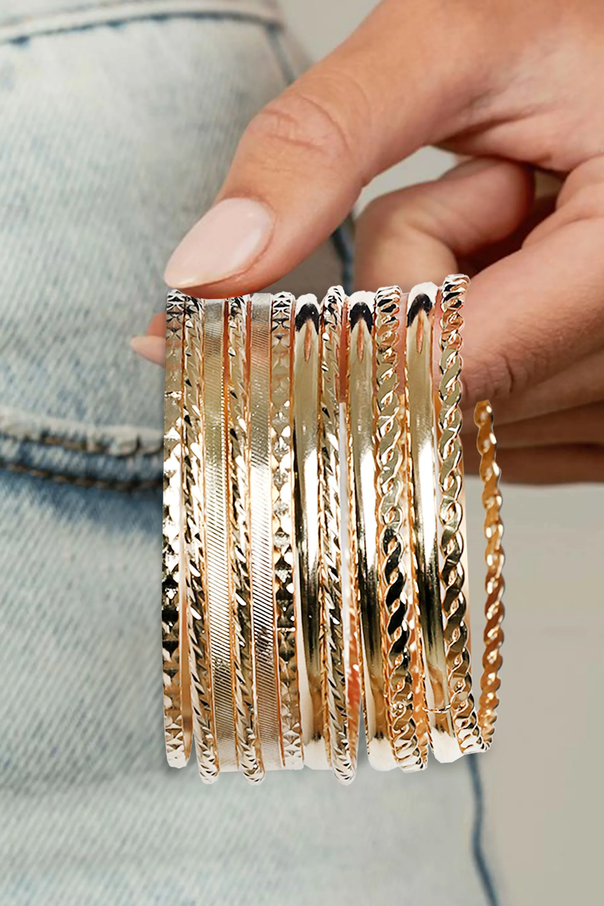 Gold Boho Stackable Bracelet Set