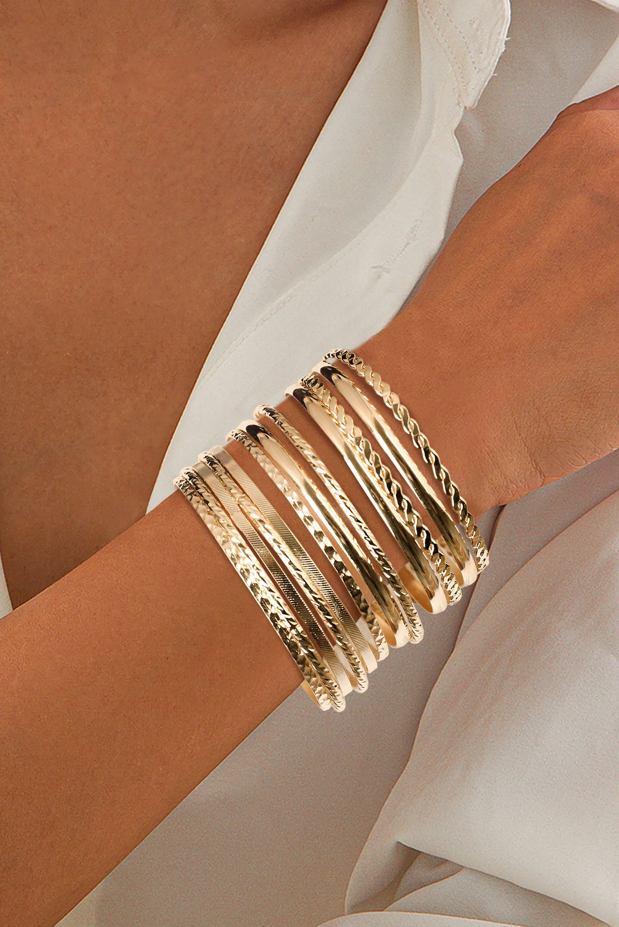 Gold Boho Stackable Bracelet Set