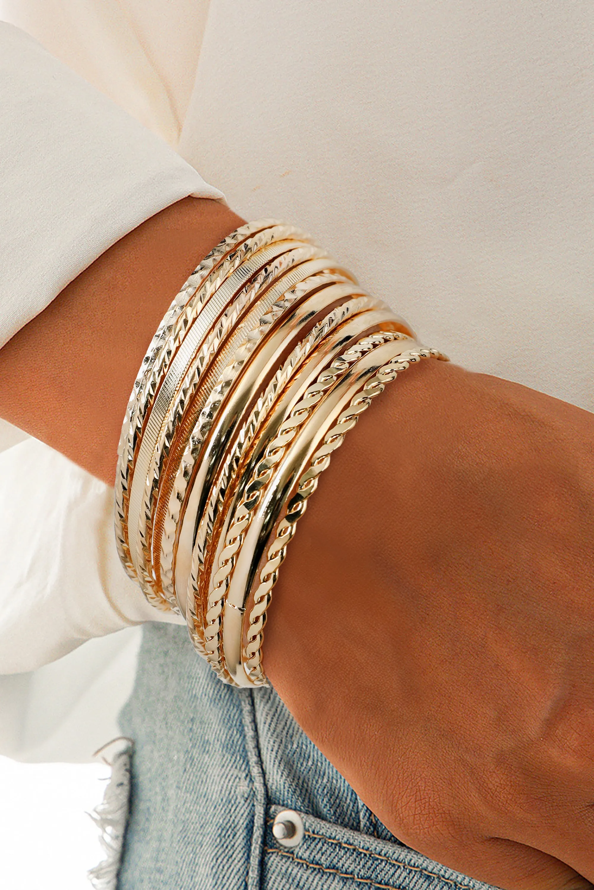 Gold Boho Stackable Bracelet Set