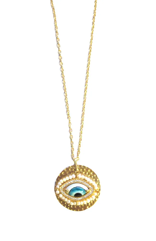 Gold Chain Gold Disc, Pearl EE