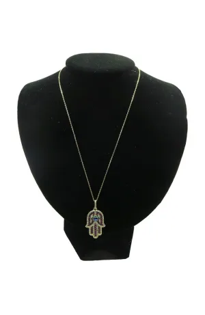 Gold Hamsa Crystal Necklace