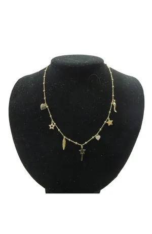 Gold Heart and Star Charm Necklace