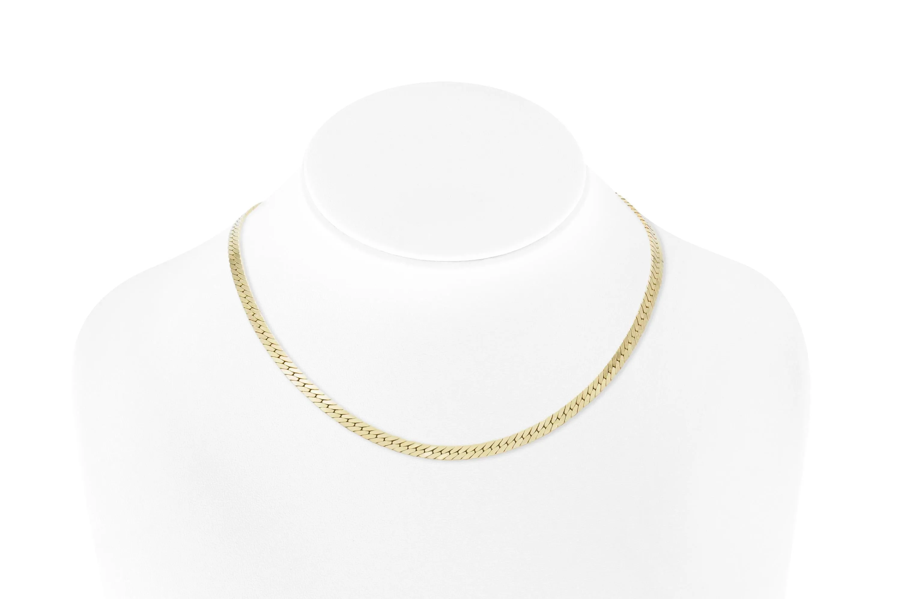 Gold Herringbone Chain Necklace