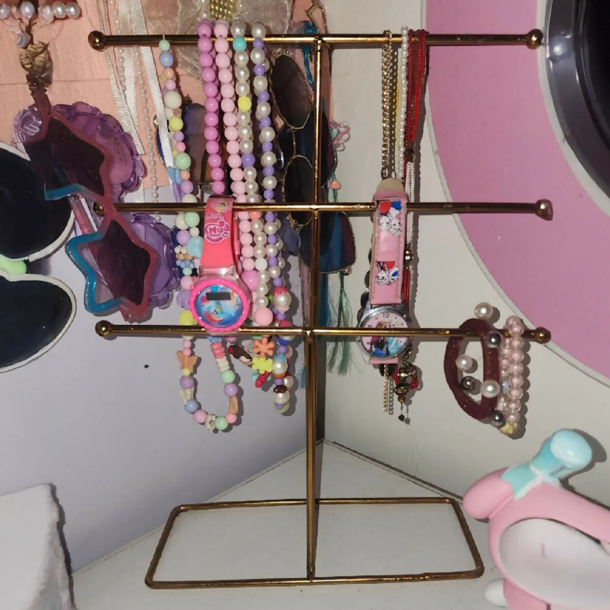 Gold Jewelry Stands, Ring, Necklace, Earrings, Bracelet Hangers,Cabinet,Organizer