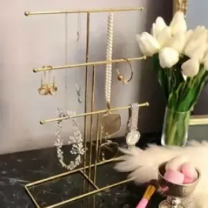Gold Jewelry Stands, Ring, Necklace, Earrings, Bracelet Hangers,Cabinet,Organizer