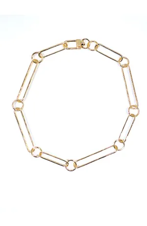 Gold Large Paper Link Necklace