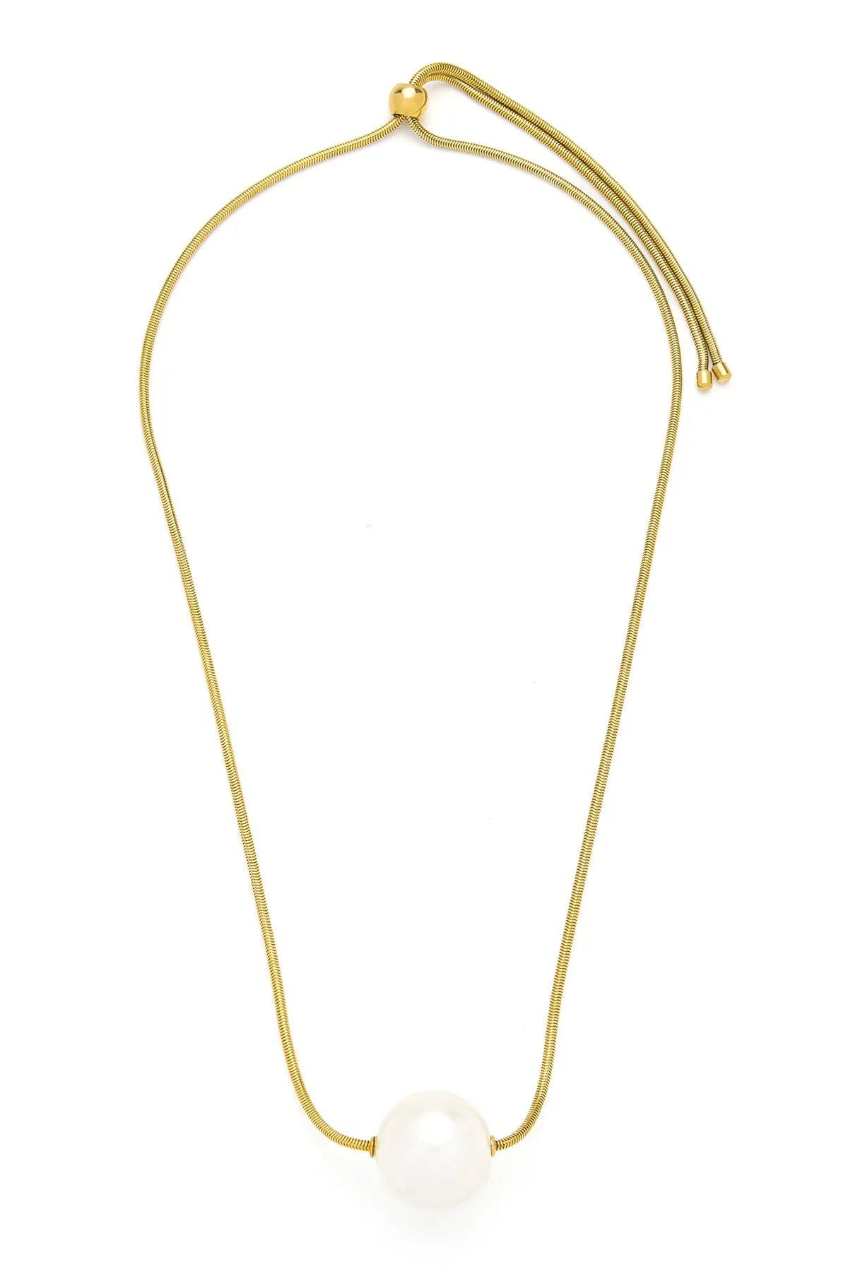Gold Necklace with Large Faux Pearl