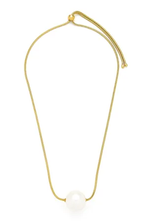 Gold Necklace with Large Faux Pearl