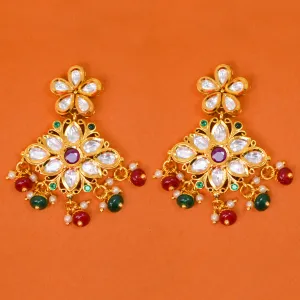 Gold Plated Kundan Earrings (E 394)