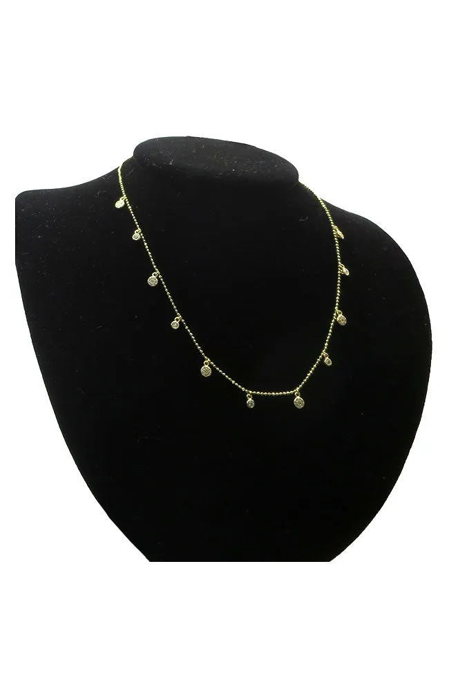 Gold Small Ballchain Crystal Necklace