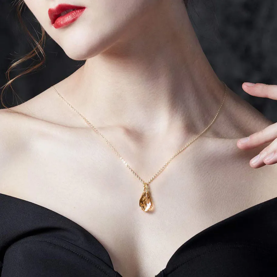Gold Swarovski Crystals Necklace