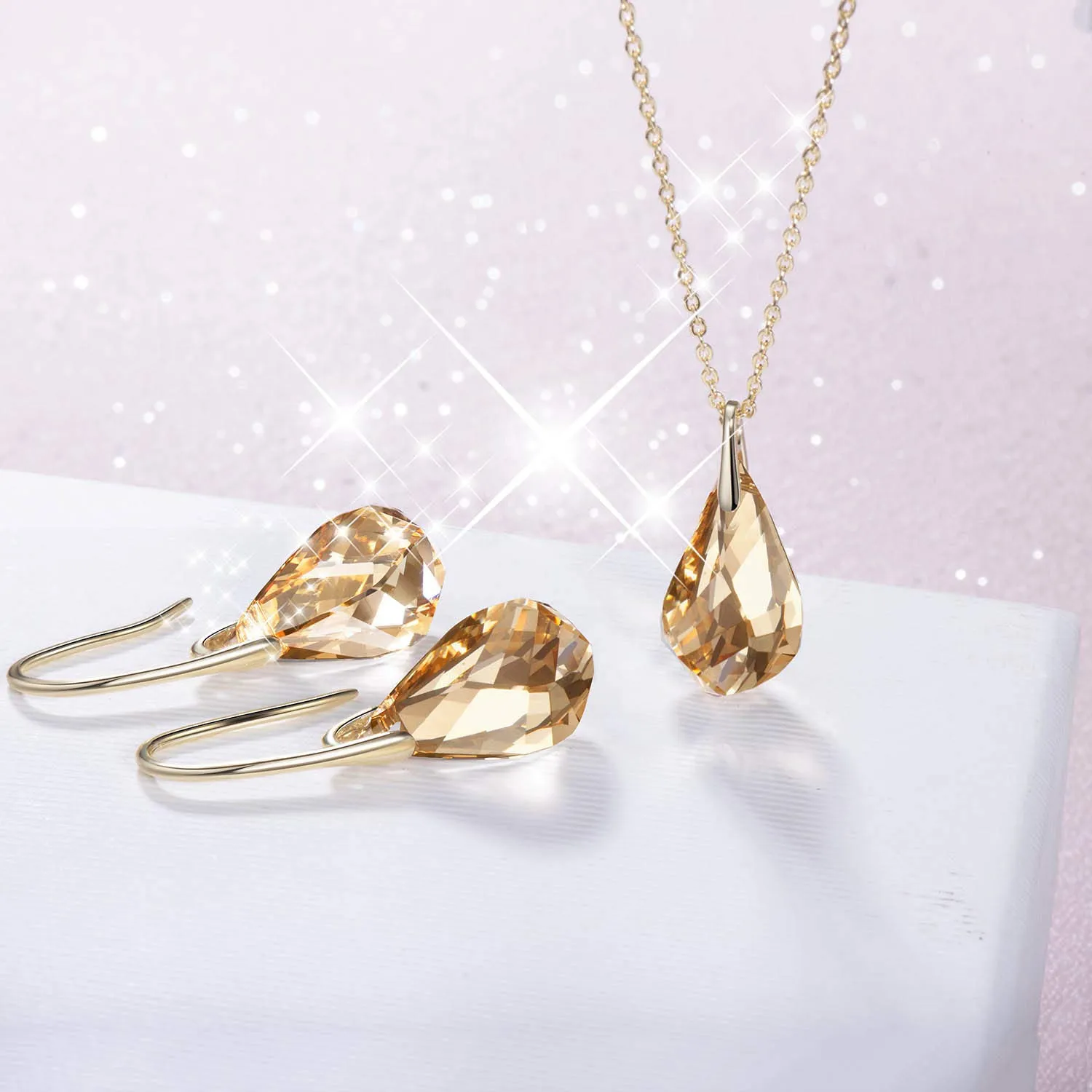 Gold Swarovski Crystals Necklace