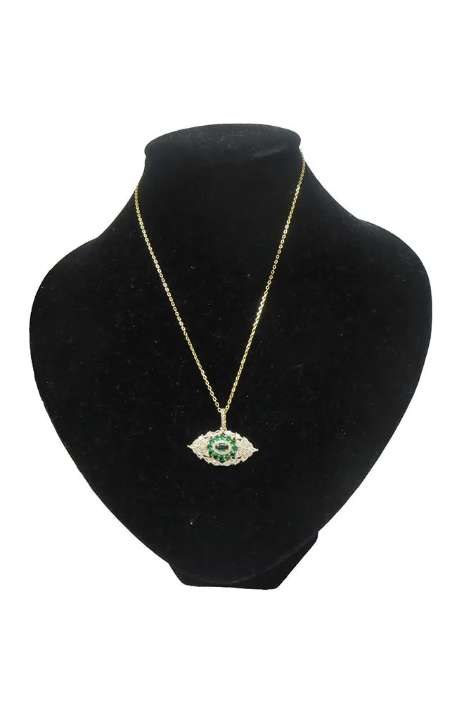 Green Crystal EE Gold Necklace
