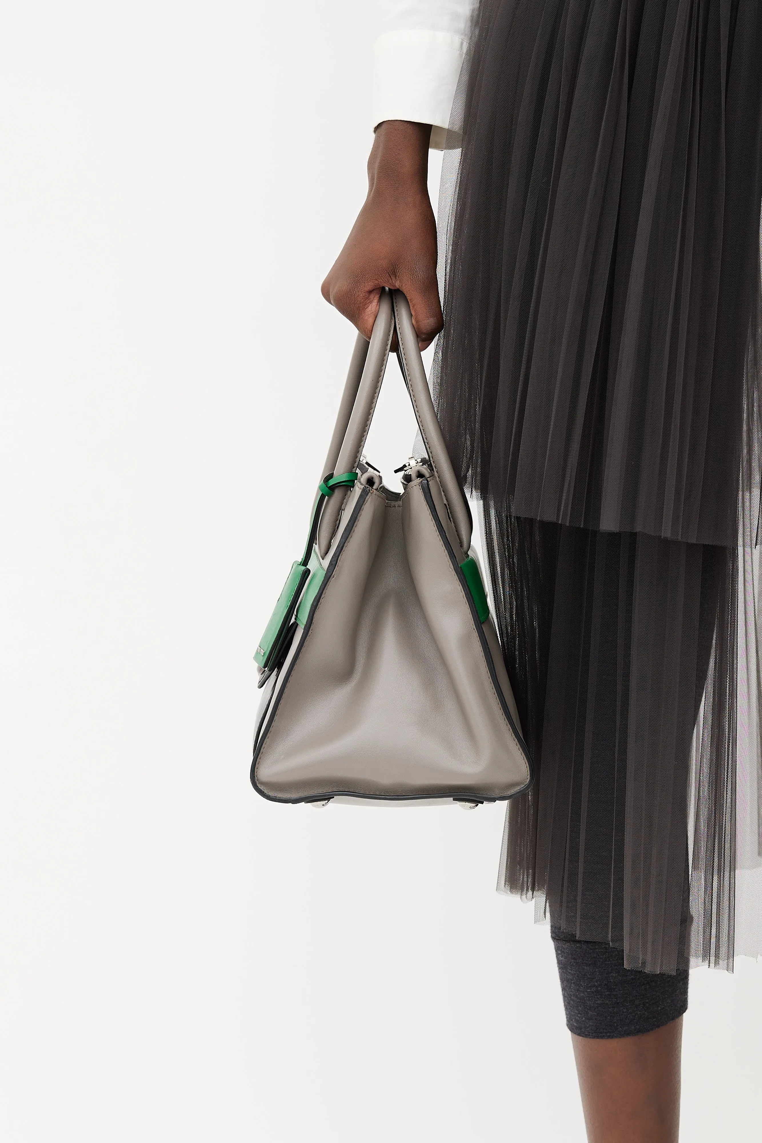 Grey, Green & Black Bold Snap Handbag